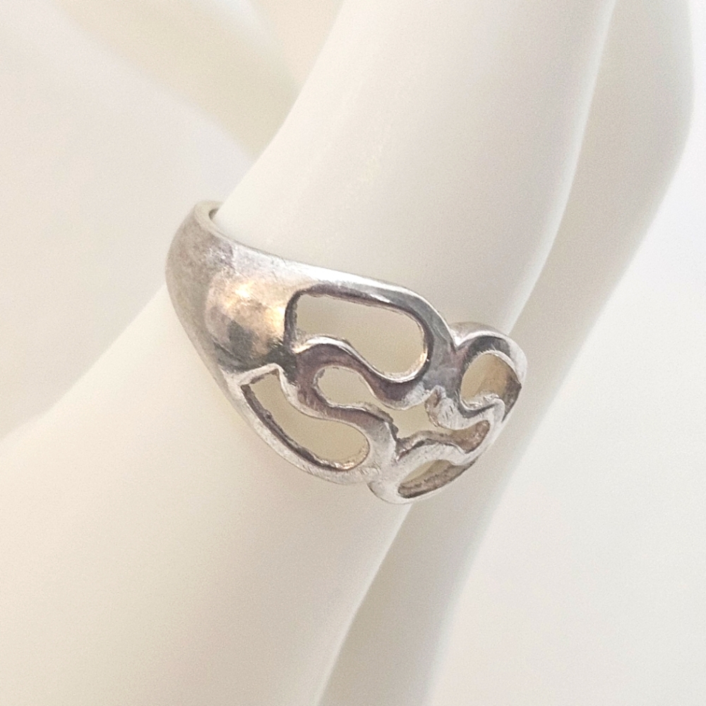 Sterling Silver 925 Italy HAN Abstract Vintage Ring Size 8.5
